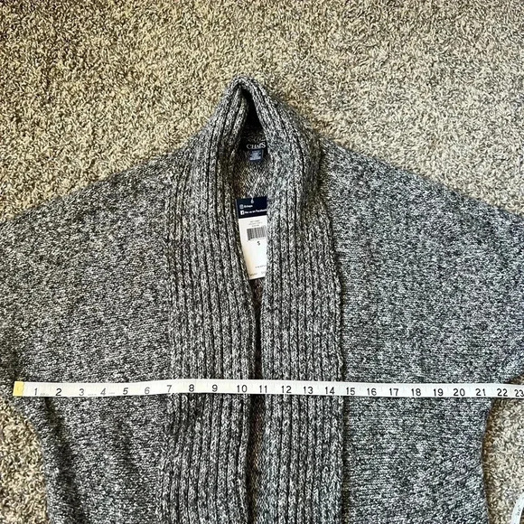 Chaps Gray Cardigan Sweater Gray Oversized Collar Size Small. Nwt - Picture 5 of 8